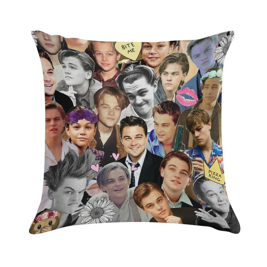 Leonardo DiCaprio Collage Soft Home Decor Throw Pillow