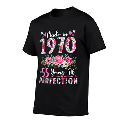55 Year Old Made In 1970 Floral 55th Birthday Women  Breathable T-Shirt