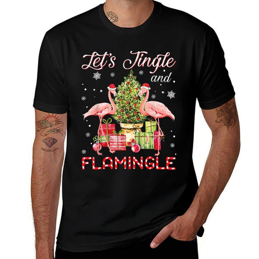 Lets Jingle And Flamingle Funny Flamingo Christmas Gift  Eco-friendly Material T-Shirt