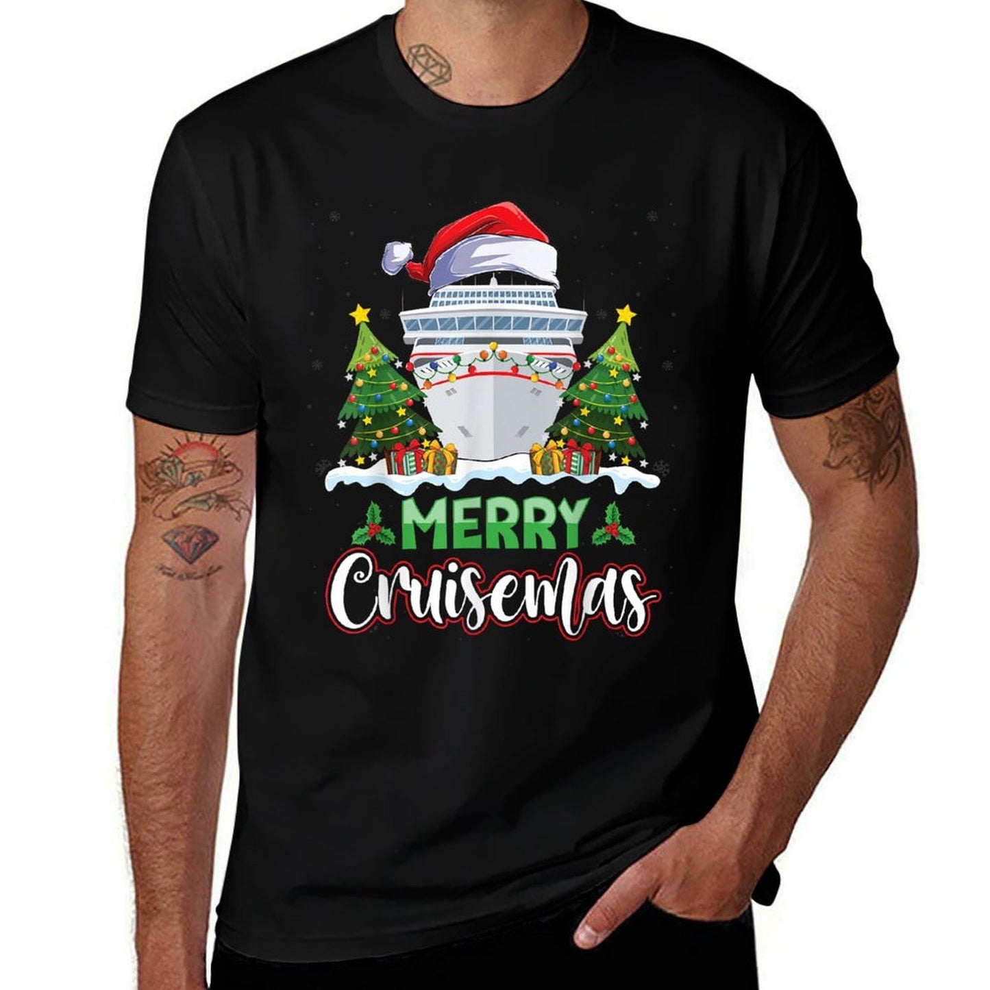 Merry Cruisemas Funny Vacation Cruise Ship Christmas Holiday  Fade-proof Color T-Shirt