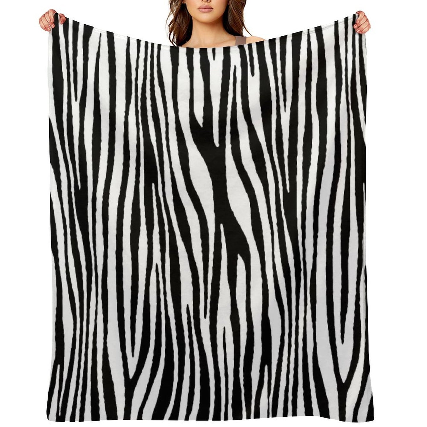 Zebra Pattern Camouflage Black And White V2 Lightweight Throw Blanket