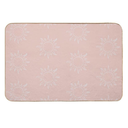 Cute Boho Sun Pattern Bohemian Aesthetic In Muted Colors Coral Pink  Anti-Trip Bath Mat