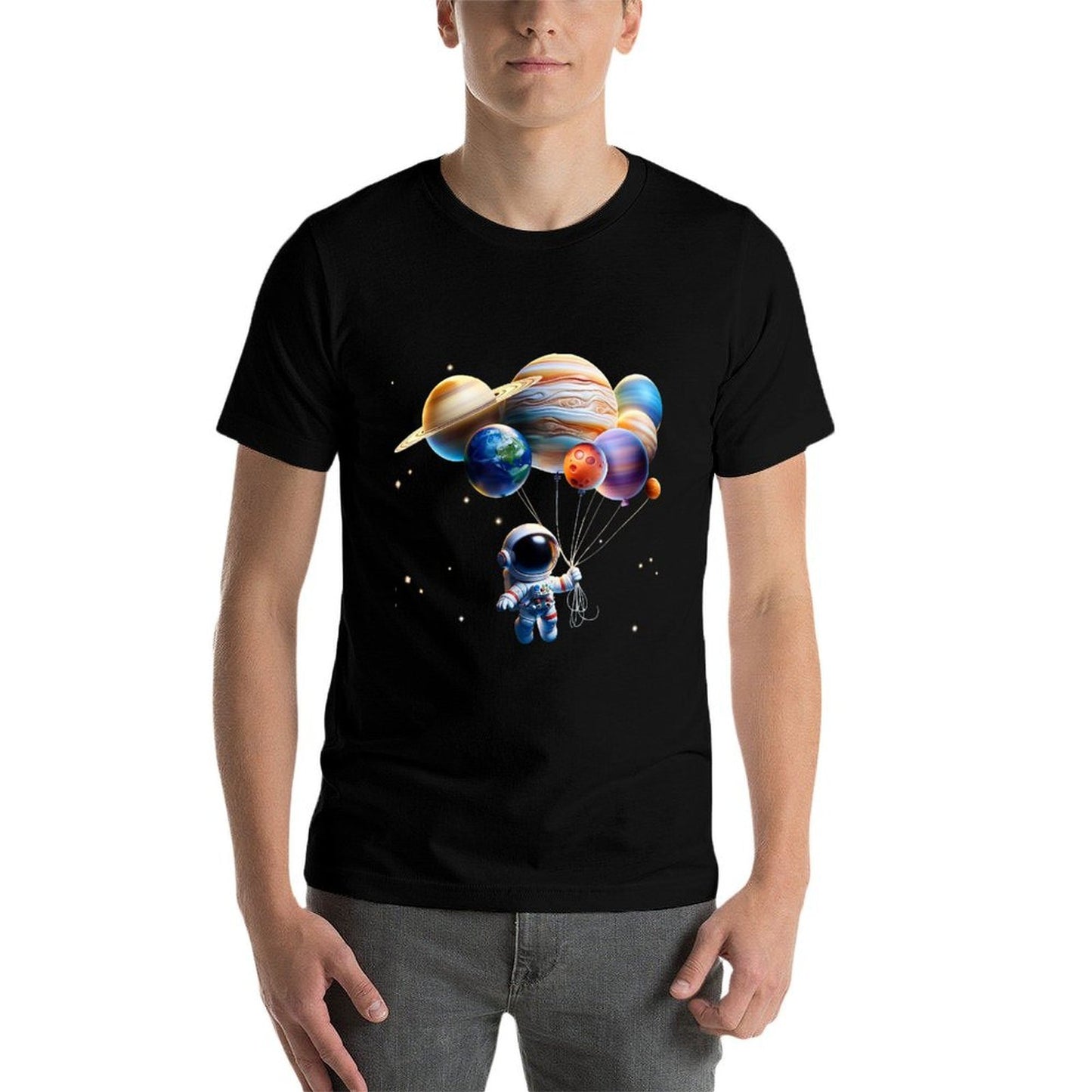 Funny Astronaut Planets Men Women Kids Astronomy Space  Oversized Silhouette T-Shirt