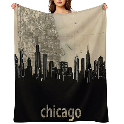 Chicago Skyline Compact Throw Blanket