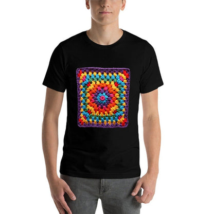 Granny Square Crochet Pattern Seventies Retro  Affordable Price T-Shirt