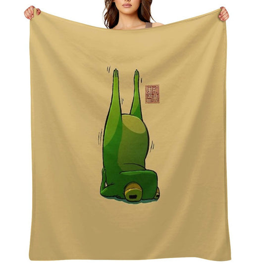 Yoga Frog Candlestick Pose Velvety-soft Throw Blanket