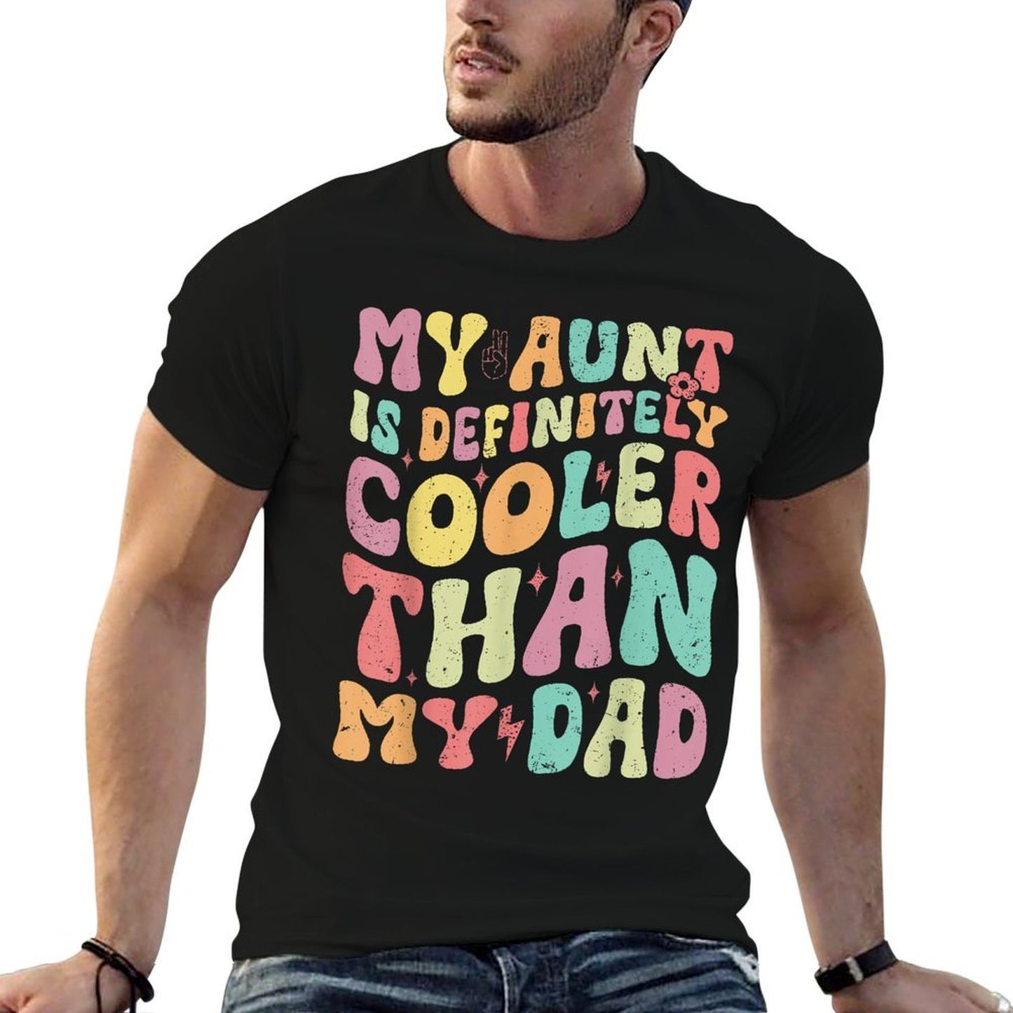 My Aunt Is Definitely Cooler Than My Dad Boy Girl Aunt Love  Ribbed Collar T-Shirt