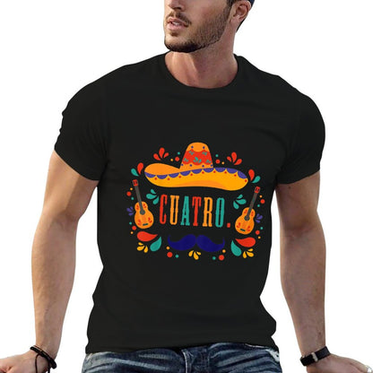 Kids 4 Year Old Mexican Fiesta Birthday Party Theme Cuatro  Affordable Price T-Shirt