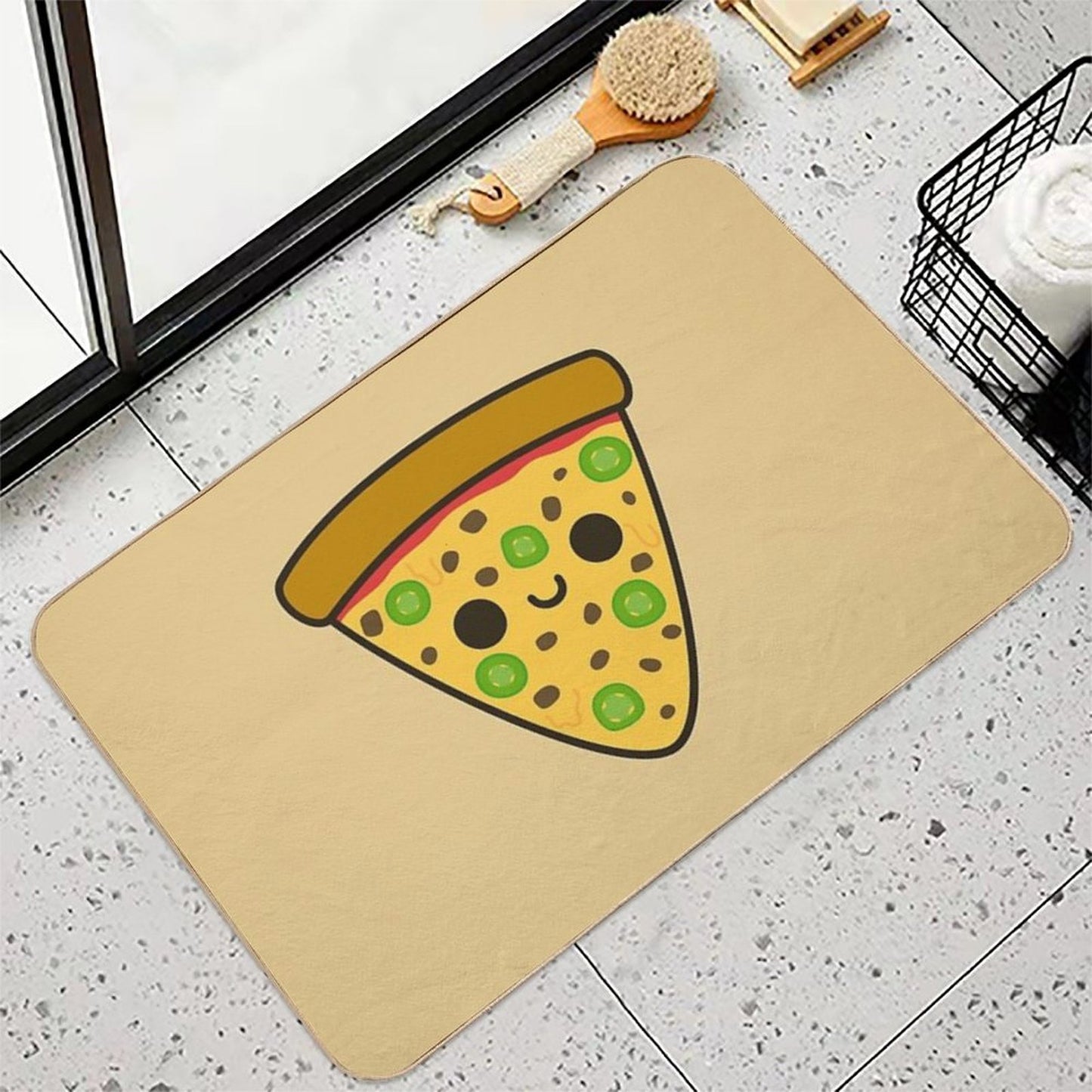 Yummy Spicy Pizza  Easy Maintenance Bath Mat