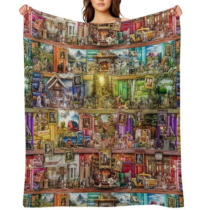 The Library of Dogs Machine-washable Throw Blanket