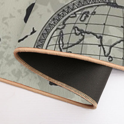 Seamless Pattern with Vintage Globe, Compass, World Map And Wind Rose. Retro Hand Drawn Vector Illustration Great Adventure in  Eco-Friendly Bath Mat