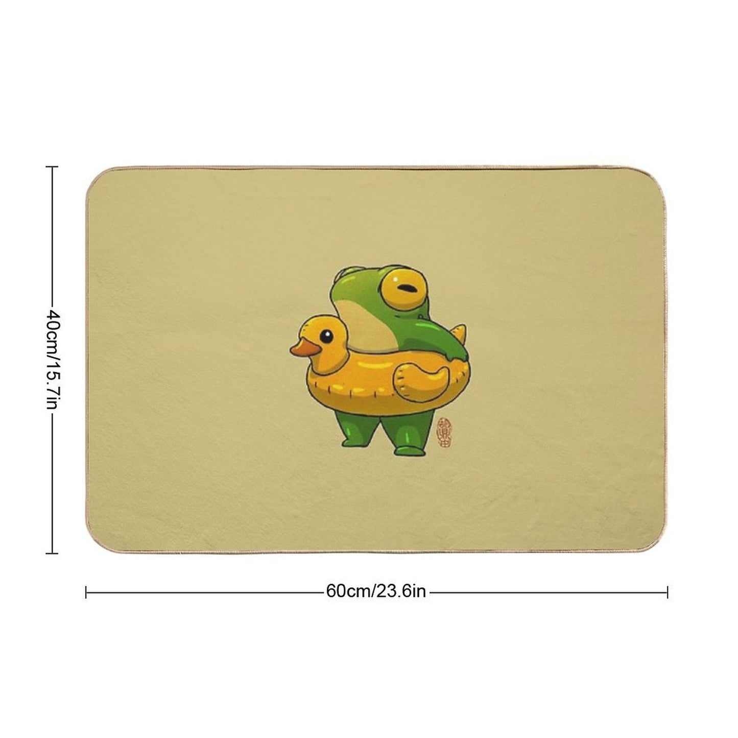 Cute Summer Time Ducky Frog Swimming Pool Floatie Artwork Asian Style  Dirt-Trapping Bath Mat