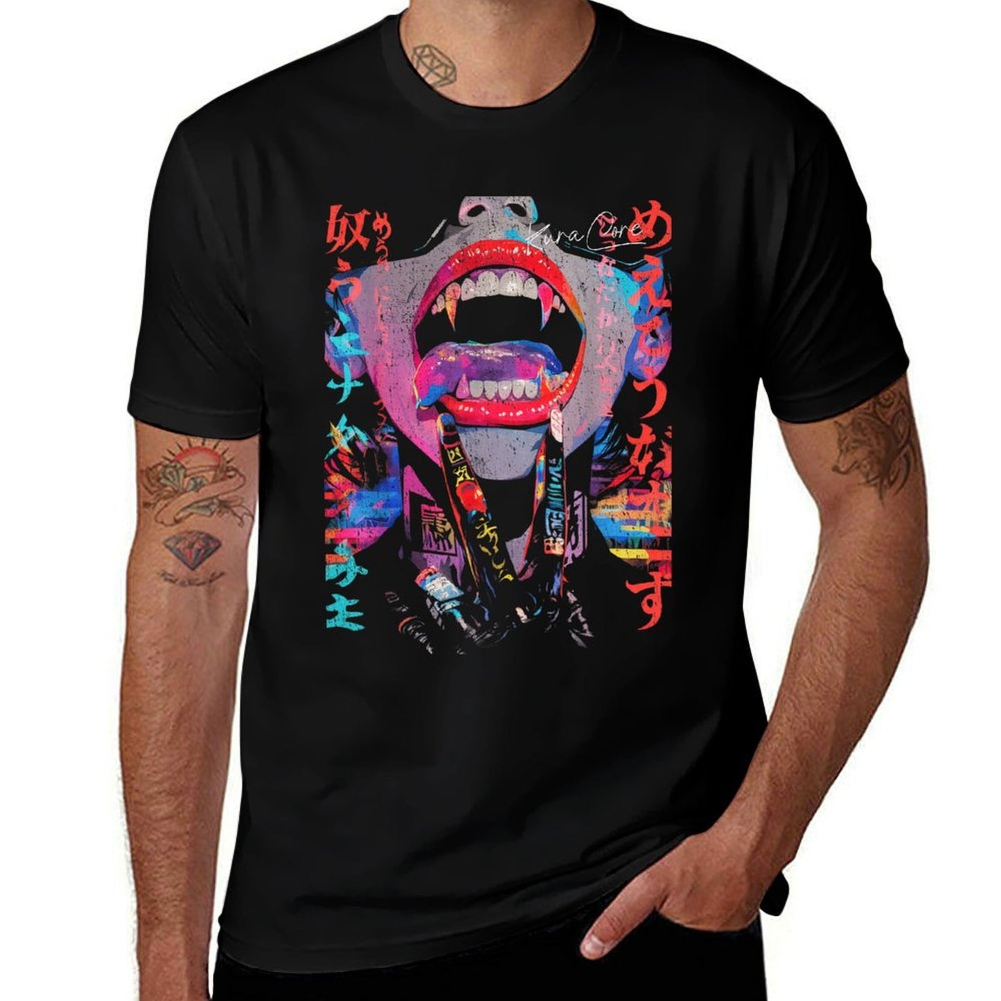 Japanese Streetwear Cyberpunk Y2K Retro Techwear Manga Anime  Graphic-printed T-Shirt