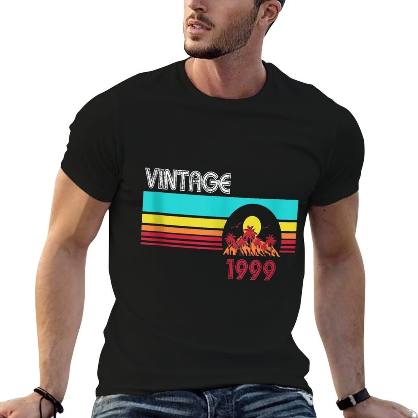 Gift for 21 Year Old Vintage Beach 1999 21st Birthday  Heathered Texture T-Shirt