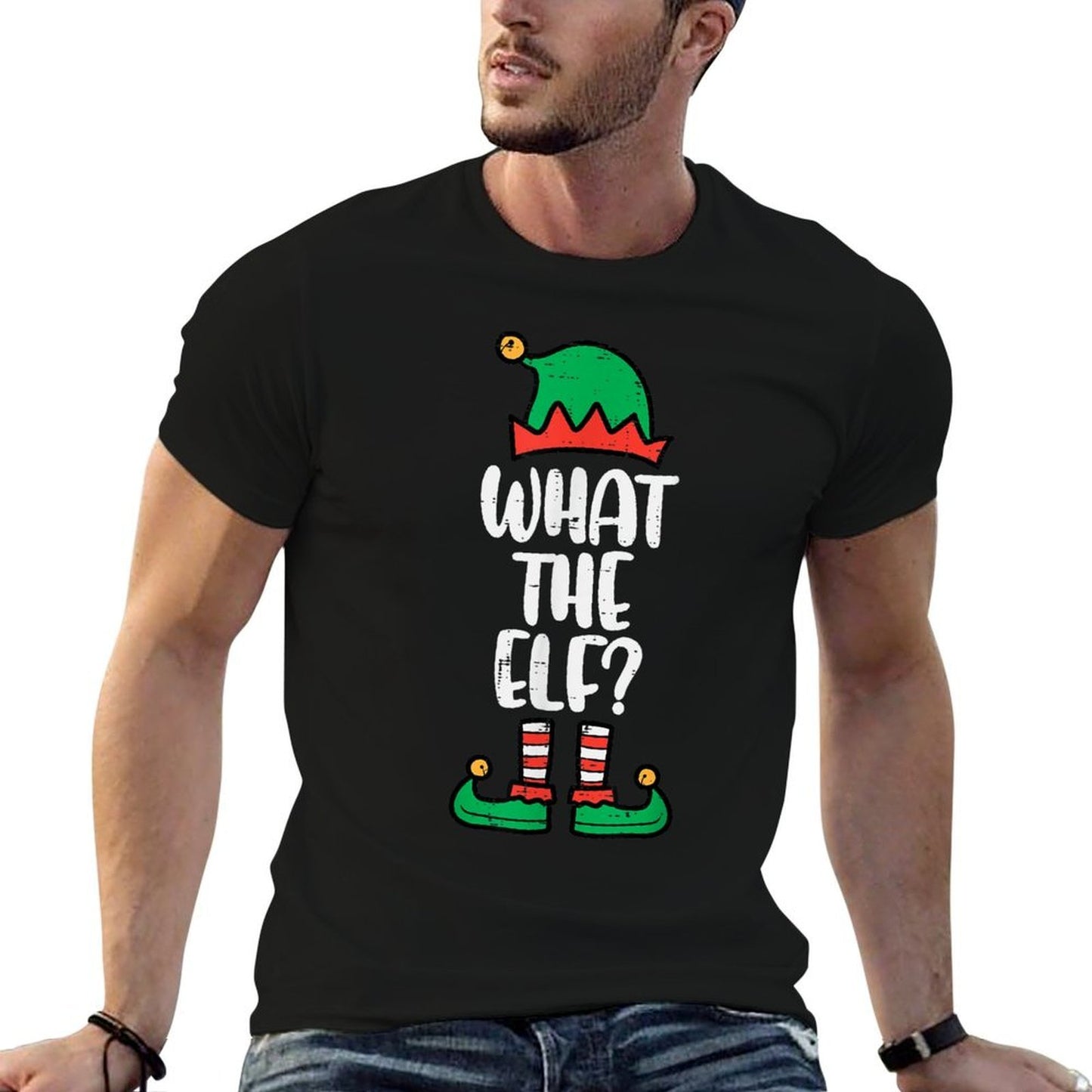 Christmas What The Elf Funny Xmas Matching Men Women Kids  Relaxed-fit T-Shirt