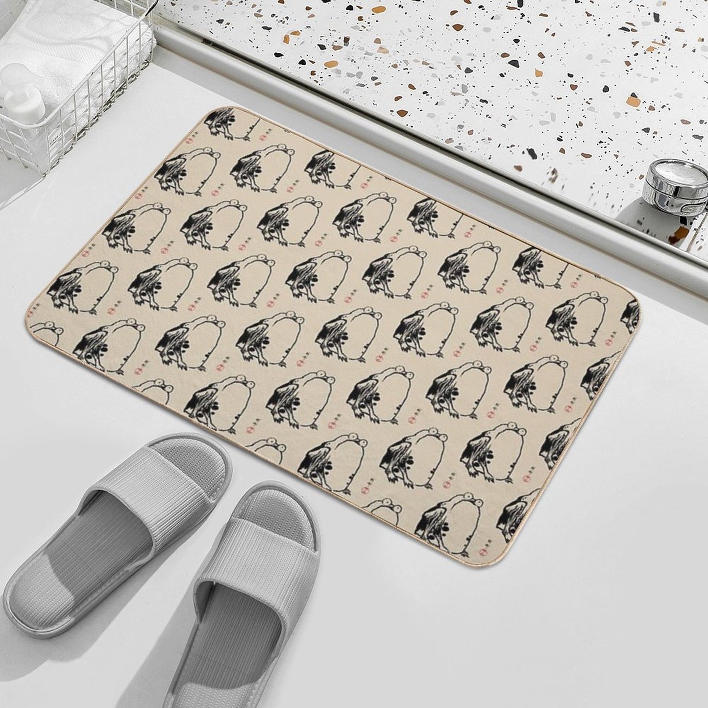 Grumpy Frog Japanese Matsumoto Hoji  Pet-Safe Bath Mat