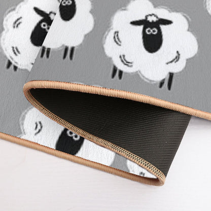 Sheep Well #18 (Gray) - Flock of Sheep - Counting Sheep  Non-Slip Bath Mat