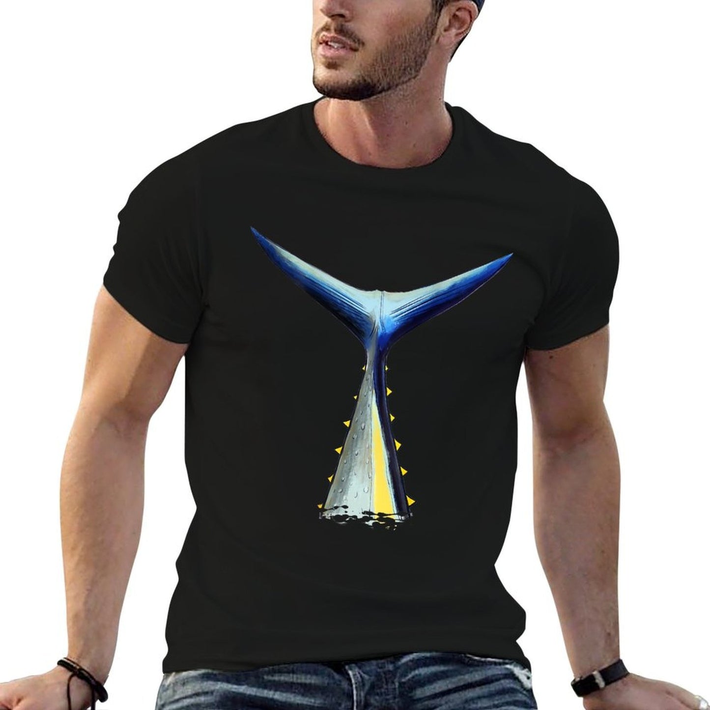 BACK PRINT Deep Sea Fishing  Tuna Tail  Bluefin Tuna  Versatile T-Shirt