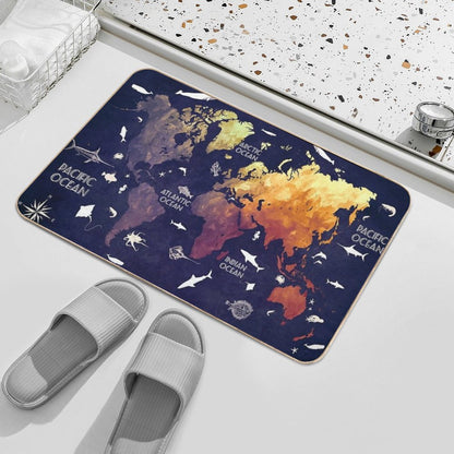 World Map 11  Long-Lasting Bath Mat