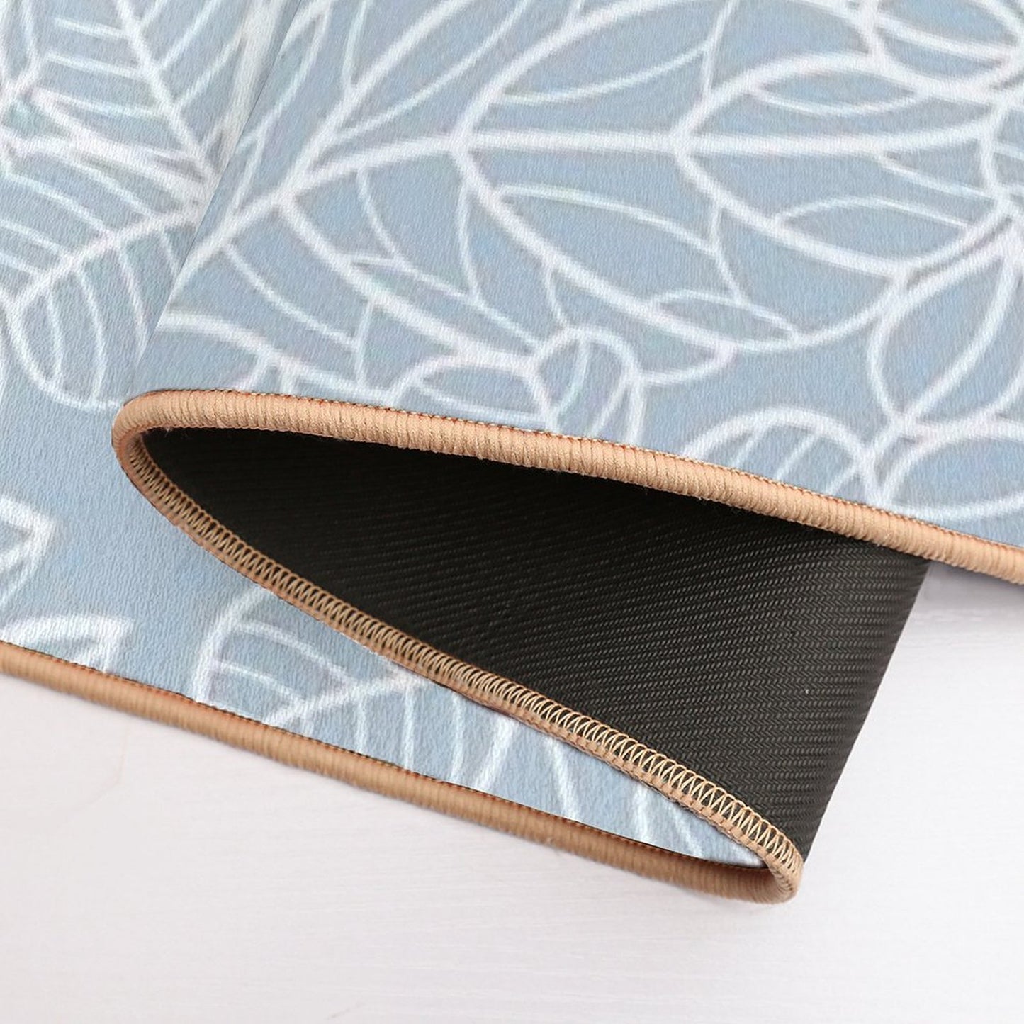 Coastal Blue And White Leaf Pattern  Toxin-Free Bath Mat