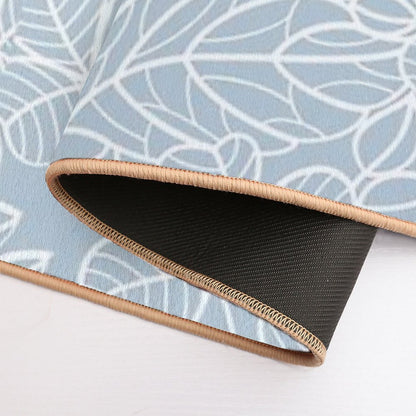 Coastal Blue And White Leaf Pattern  Toxin-Free Bath Mat