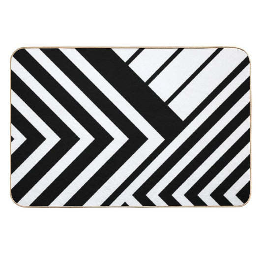 Black And White Geometric Lines  Slip-Resistant Bath Mat