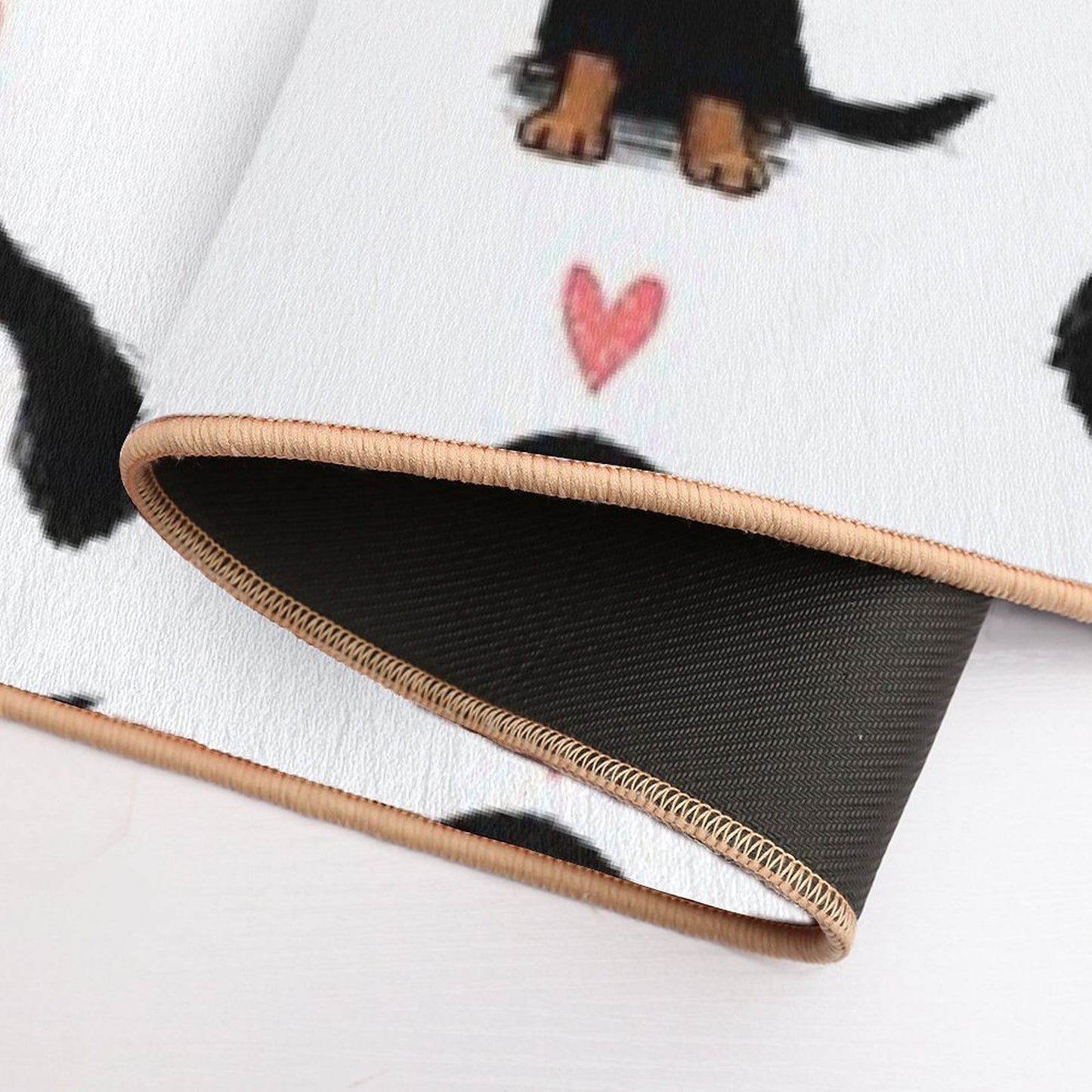 Dachshund Puppy Love  Cute Black And Tan Wiener Dog with Heart  High-Traffic Bath Mat