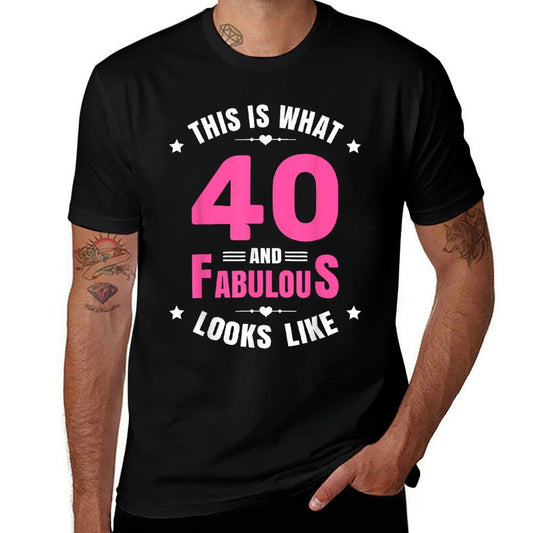 40 And Fabulous 40 Year Old Birthday Happy 40th Birthday  Vintage-inspired T-Shirt