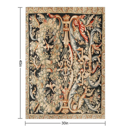 Antique French Gobelins Aubusson Tapestry Print Anti-pilling Throw Blanket
