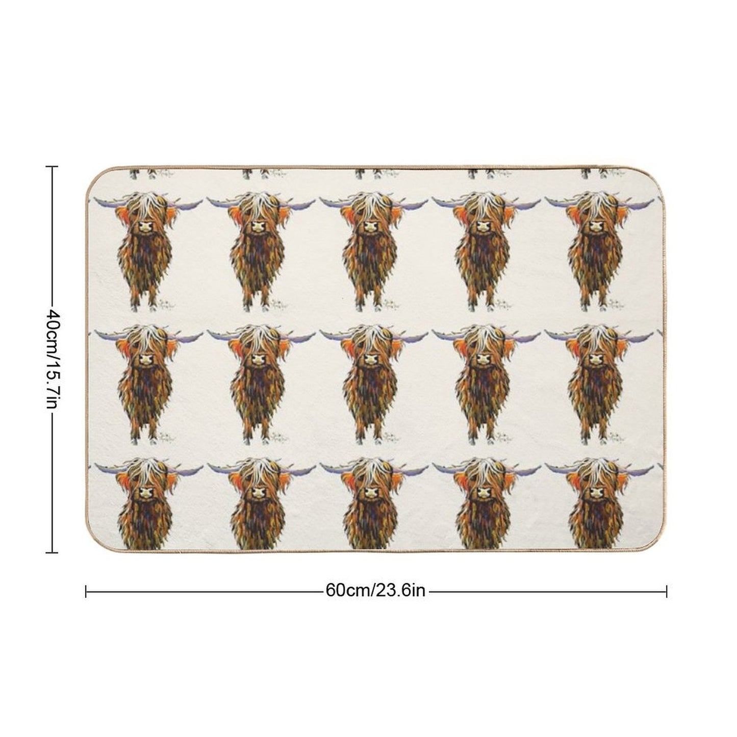 Scottish Highland Cow ' STEWART ' by Shirley MacArthur  Long-Lasting Bath Mat