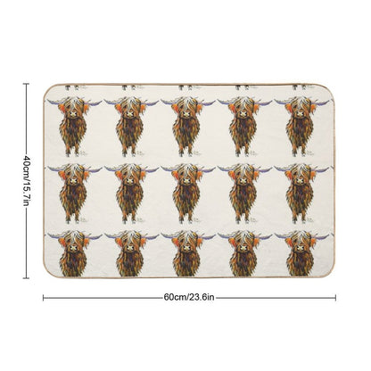 Scottish Highland Cow ' STEWART ' by Shirley MacArthur  Long-Lasting Bath Mat