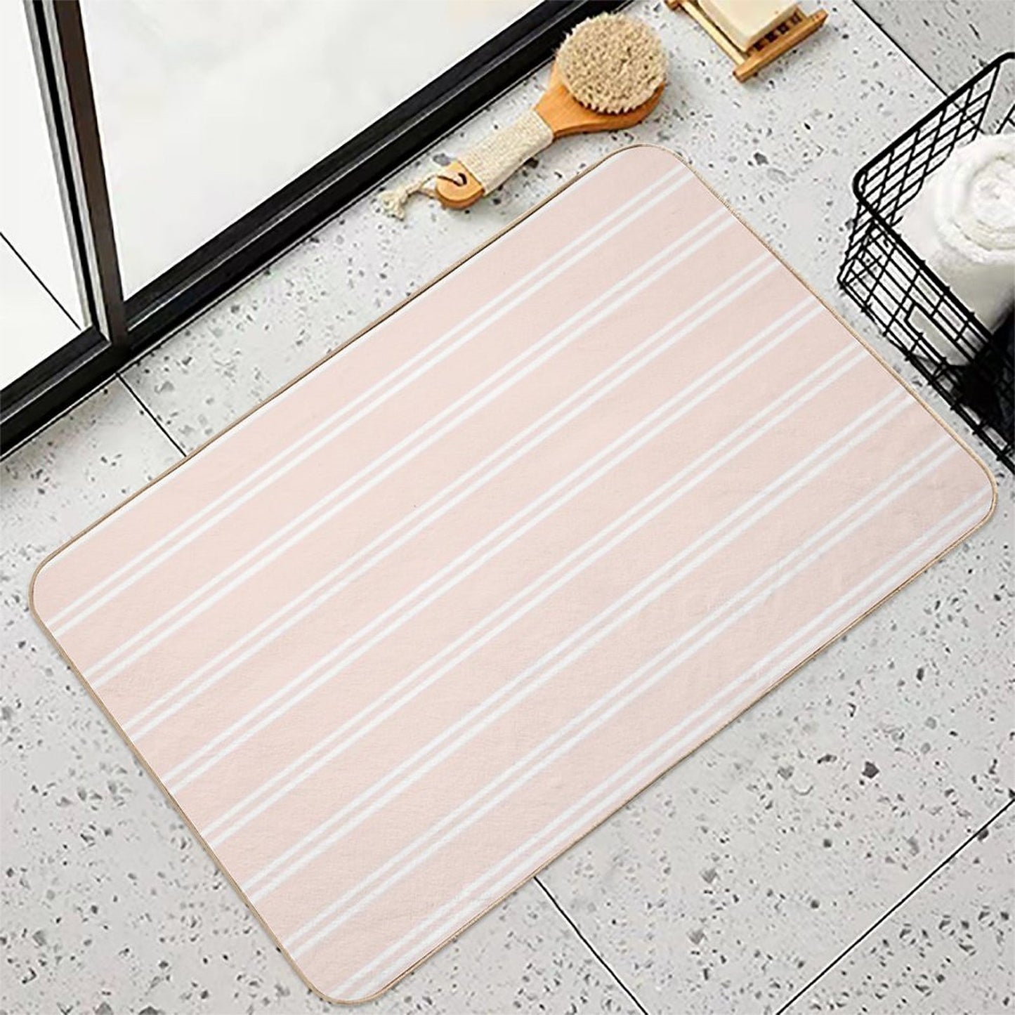 Pink Stripes  Long-Lasting Bath Mat