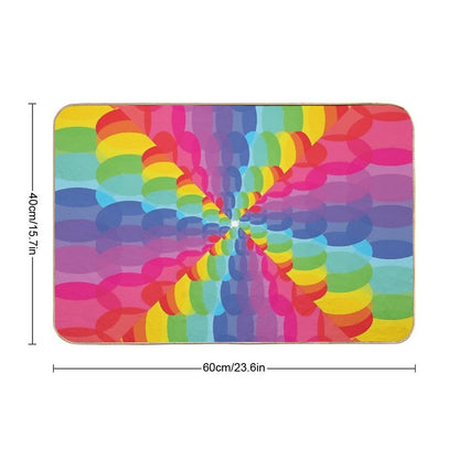 Rainbow Bubble Swirl  Fade-Resistant Bath Mat