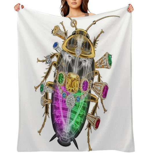 Skeleton Cockroach with Diamonds And Jewels Eco-conscious Throw Blanket