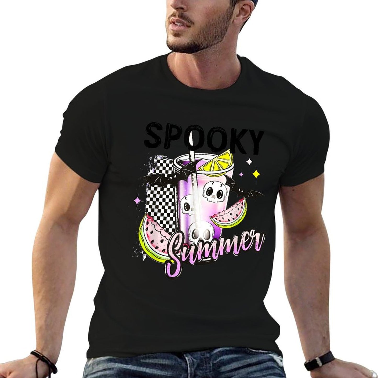 Vintage Spooky Summer Beach Halloween Coffee Summer Vacation  Versatile T-Shirt