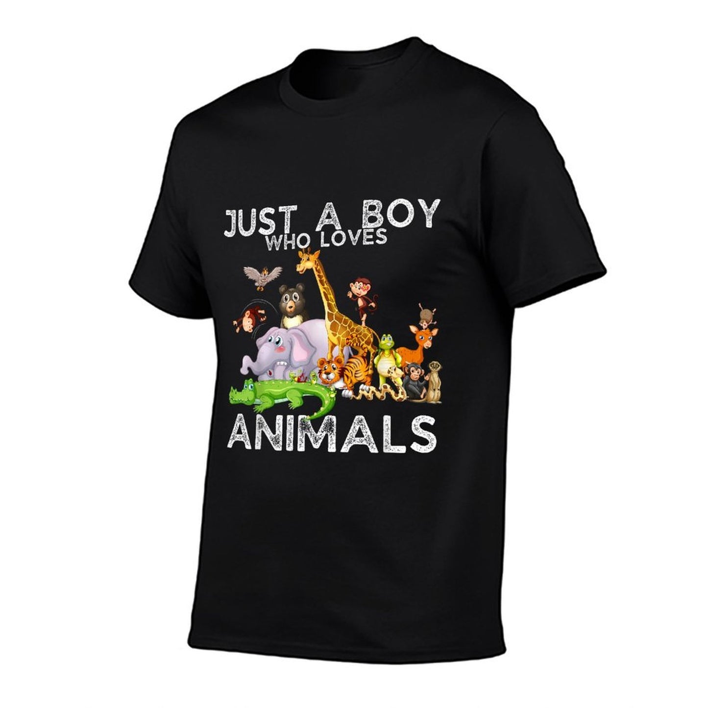 Just A Boy Who Loves Animals, Wild Cute Zoo Animals Boys  Slim-fit Cut T-Shirt