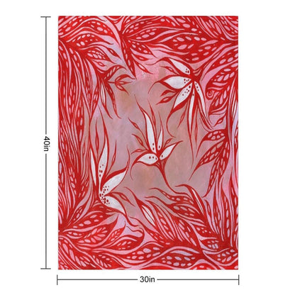Red Coral Flowers Compact Throw Blanket