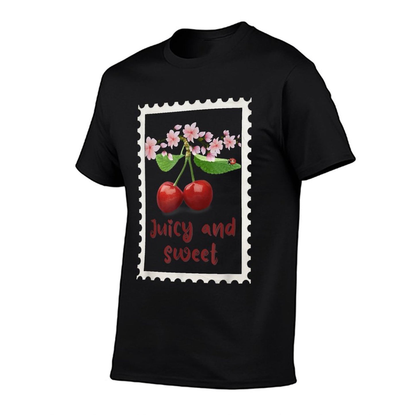 Kawaii Cherry Adorable Pattern for Japanese Cherry Aparel  Ribbed Collar T-Shirt