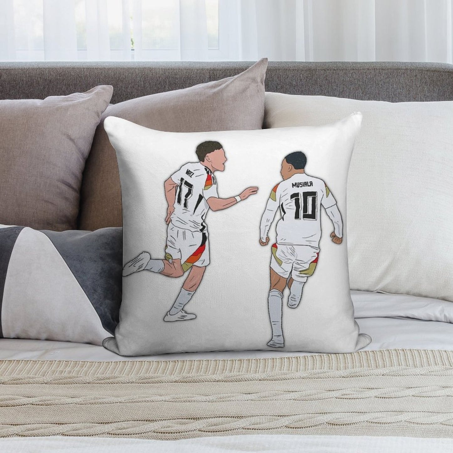 Florian Wirtz & Jamal Musiala Germany Celebration Soft Gift Ready Throw Pillow