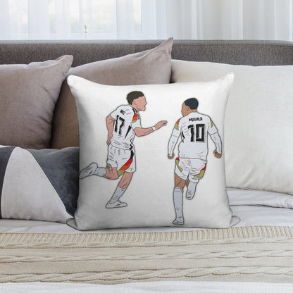 Florian Wirtz & Jamal Musiala Germany Celebration Soft Gift Ready Throw Pillow
