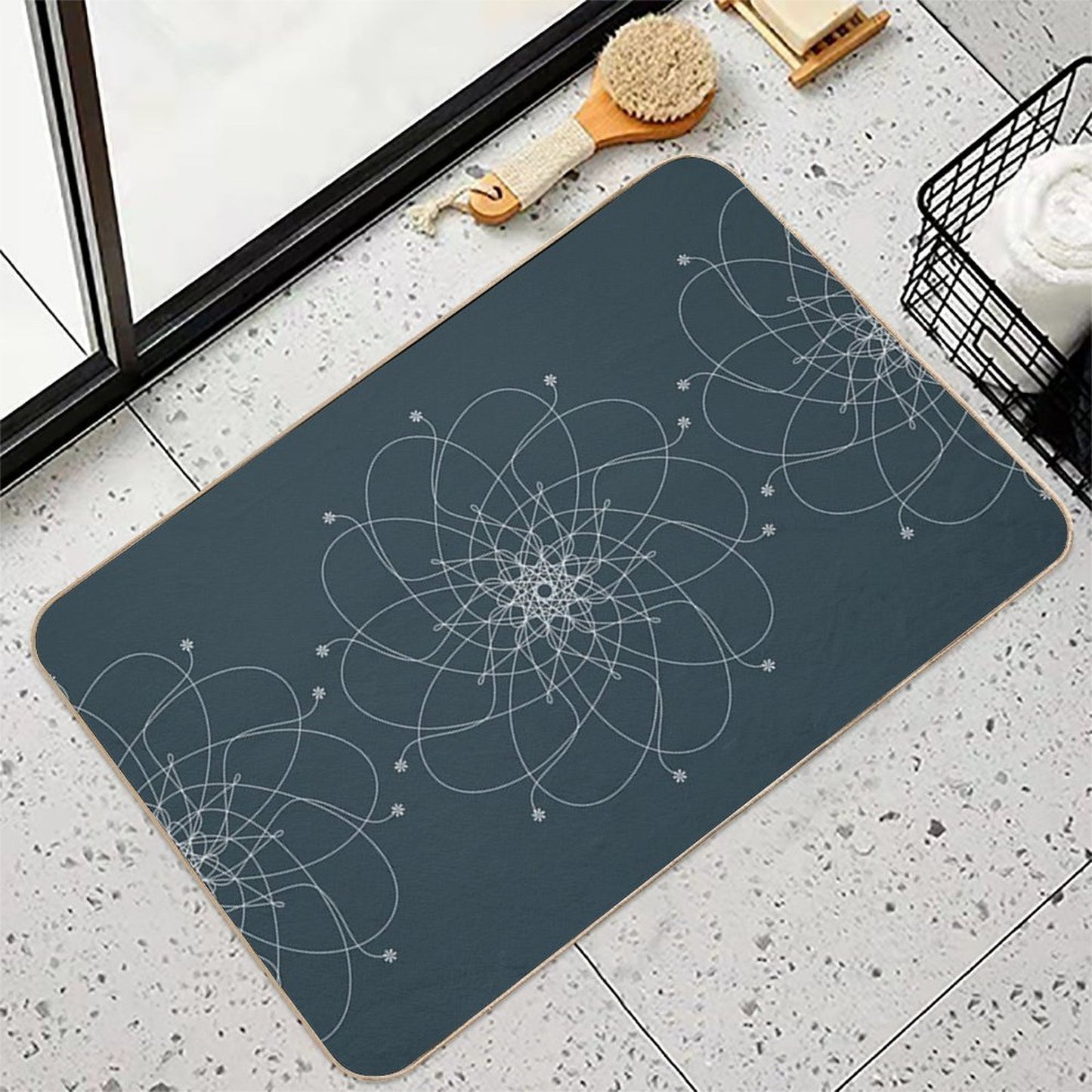 Ornament – Nightblu Blossom  High-Traffic Bath Mat