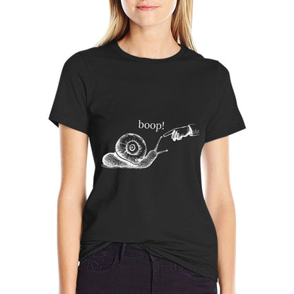 Vintage Hand Boop Snail Nature Lover Insect Snail Pet Owner  Ribbed Collar T-Shirt
