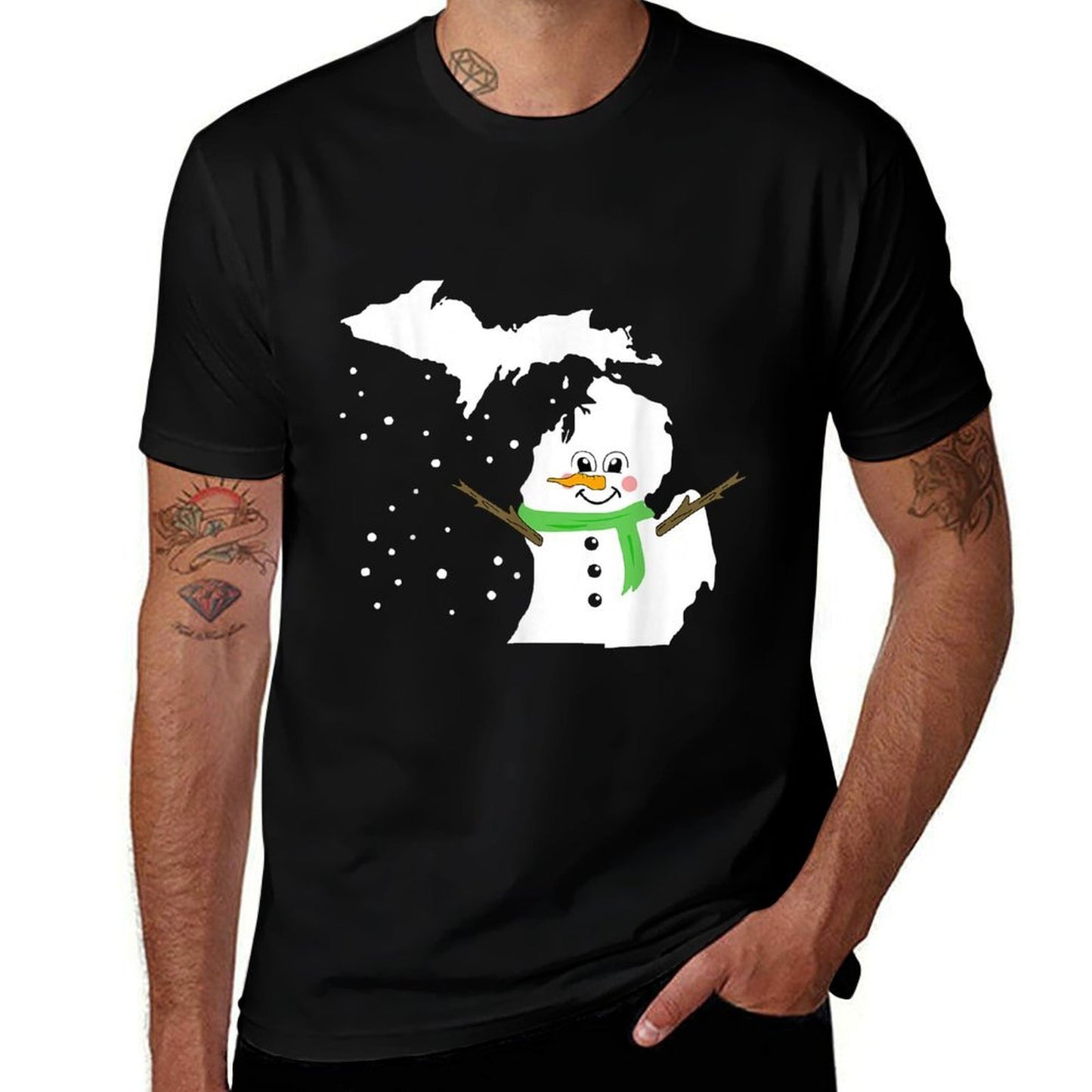 Michigan Snowman  High-quality Stitching T-Shirt