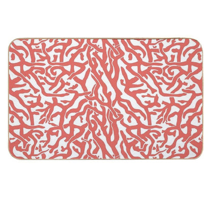 Coral Reef Pattern  Reddish Coral White Coastal Beach House  Slip-Resistant Bath Mat