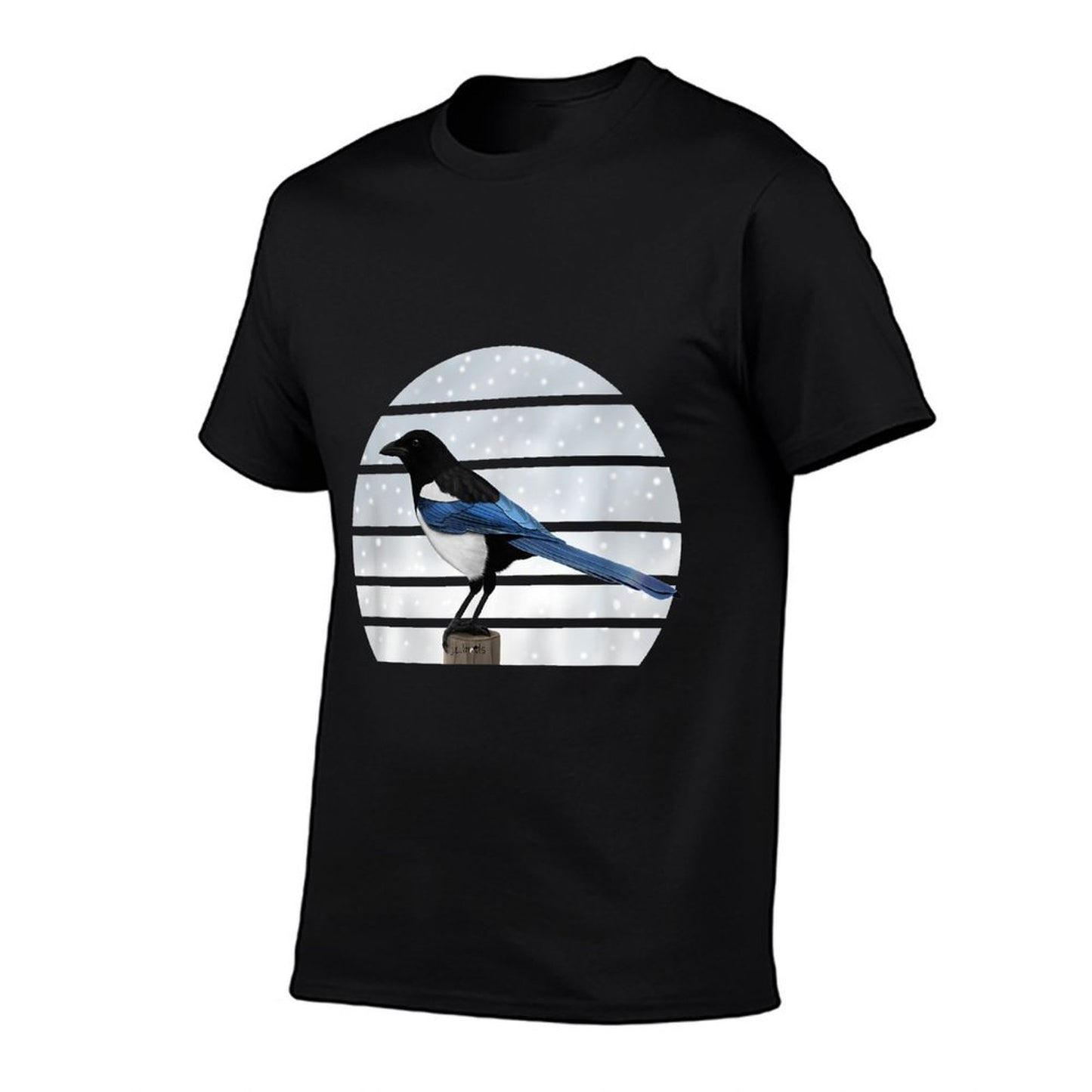 Magpie Winter Birds Christmas Snow Birder Birdwatching  Polyester Blend T-Shirt