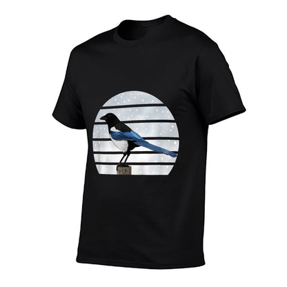 Magpie Winter Birds Christmas Snow Birder Birdwatching  Polyester Blend T-Shirt