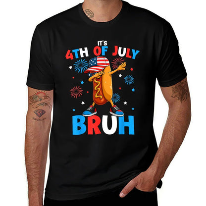 Bruh 4th Of July Funny Hotdog Fourth of July Boys Kids  Durable T-Shirt