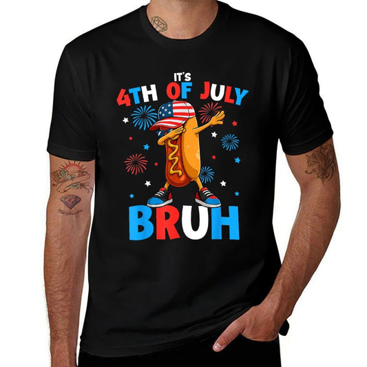 Bruh 4th Of July Funny Hotdog Fourth of July Boys Kids  Durable T-Shirt