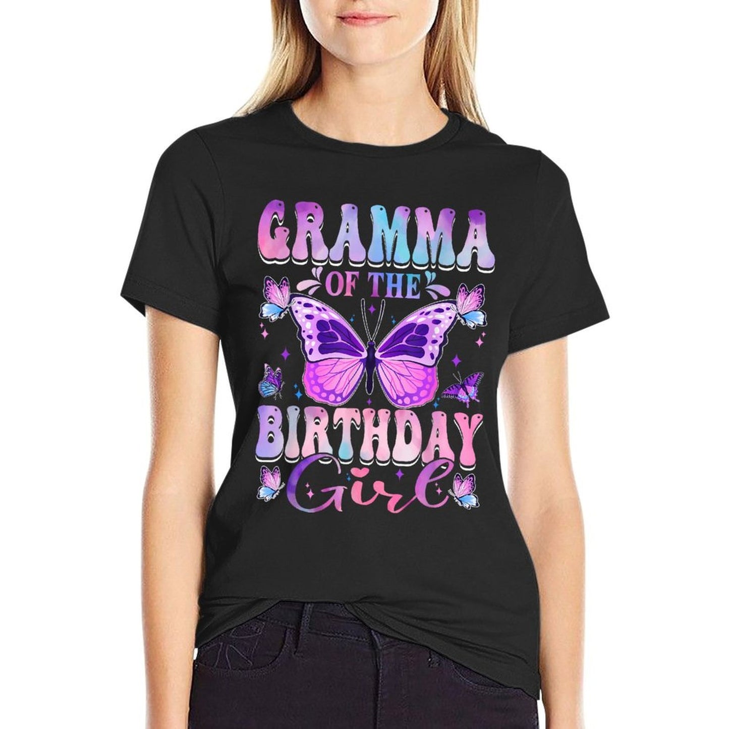 Gramma Of The Birthday Girl Butterfly Party Matching Family  Versatile T-Shirt
