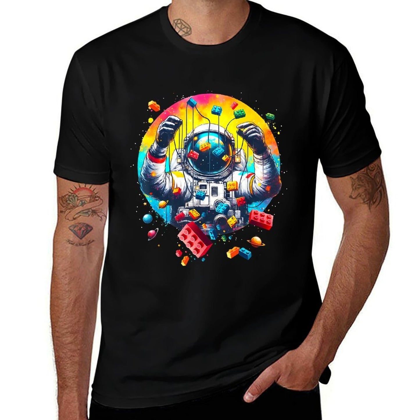 Space Astronaut Master Builder Funny Building Blocks And Stones  Breathable T-Shirt